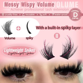 Spikes Lash Clusters Wispy Manga Eyelash Clusters Thick 100D Mega Eyelash Extensions Anime Eyelashes Clusters Reusable Full Volume Individual Lash Extension by Hushlibaby (12-24mm)