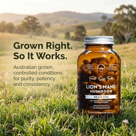 Forest Super Foods Cápsulas de suplemento de melena de león (120 cápsulas) Hongo melena de león orgánico  Suplemento para la memoria, concentración y