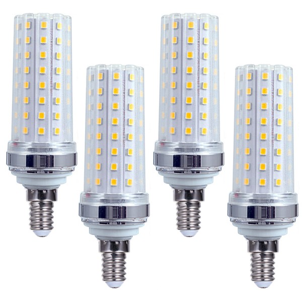 Lxcom Lighting E12 20W LED Corn Light Bulb 4 Pack - 2835 SMD 88 LEDs 180 Watt Equivalent 3000K Warm White Candelabra LED Bulb 2000LM E12 Base Decorative Bulb for Home Lighting, AC85-265V(Silver)
