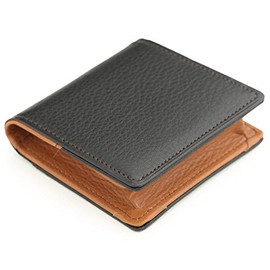 Avies Box Shaped Coin Purse, Lambskin Leather, Made in Japan, Black