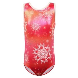 BAOHULU Gymnastics Leotards for Girls Sparkly Red Snowman Dance Outfit One Piece Kids Athletic Clothes B351_SnowflakeRed_12A