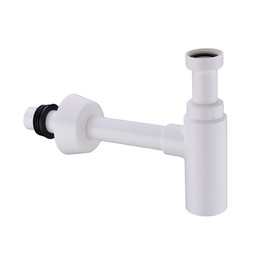 RANDOM Snappy Round Bottle Trap G1-1/4,ABS Plastic Basin Sink Waste Drain P-TRAP Kit, White.RD83880