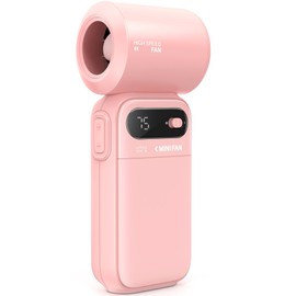 Mini Portable Fan – Handheld Fan 40000 RPM Turbo High Speed with Dual Modes (100-Level & 7 Preset Speeds), Digital Display, Ultra-Portable Size Design for Travel/Camping/Beach | for Women and Men-Pink