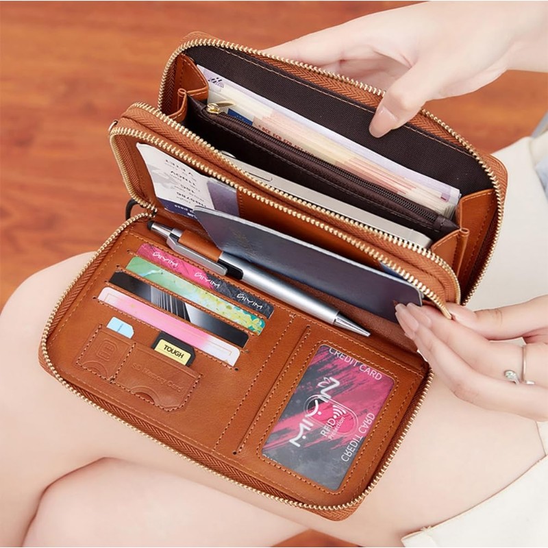 NQQNQQ US-B Passport Wallet, RFID Blocking Passport Holder Large Capacity,