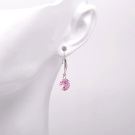 8 MM Loose Diamond Cut Pink Cubic Zirconia Earrings for Women, Trendy Sterling Silver Earrings