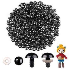 MUCUNNIA - 400 ojos de seguridad de 14 mm para Amigurumi con arandelas, ojos de seguridad de plástico, color negro, para manualidades de ganchillo, para manualidades, decoraciones de Halloween