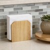 Farmhouse Napkin Holder, Solid Rubberwood Vertical Stand, Sturdy Kitchen &