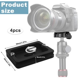 GZhaimai PU-50 Quick Release Plate Adapter, 4 Pieces Quick Release Plate, Camera Tripod Quick Release Plate with 1/4 Camera Screw, Compatible with Tripod Ball Head Quick Release Plate
