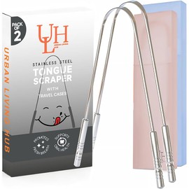 Raspador de lengua, limpiador de lengua, raspador de lengua de acero inoxidable, limpiador de lengua de metal para adultos Reduce el mal aliento Cuidado de la higiene bucal