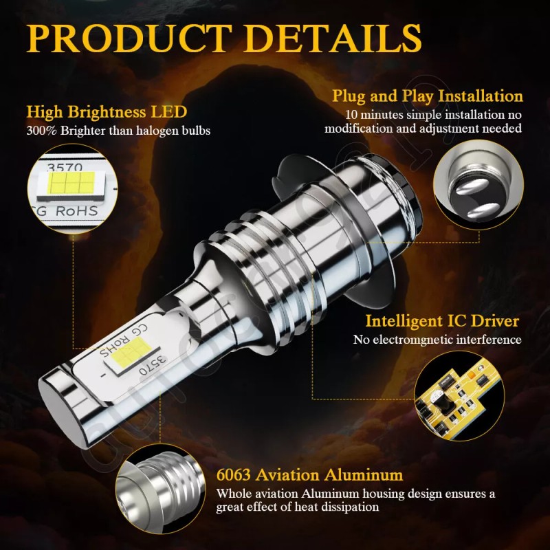 CHUSYYRAY High Power HID LED Headlight H6 Bulb for Yamaha