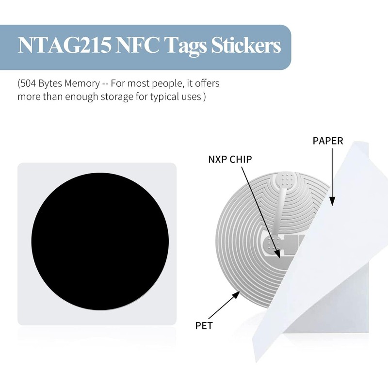 SANPOPO NFC Tags Sticker, NFC Tag, Black NFC Sticker,, black,