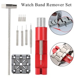 Watch Repair Tool Set Strap Link Holder Hammer Punch Pin Remover Wristwatch Kit Adjuster Remover Watch Band Wrist Strap Link Pin Remover Spring Bar Hammer for Professional Watchmaker or Personal