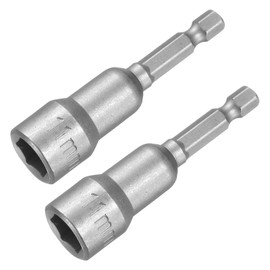 uxcell 11mm Magnetic Hex Socket 65mm/2.56", 1/4" Hex Shank Magnetic Power Nut Driver Set CR-V Quick-Release Extensions for Impact Drill Nut Setters Socket Wrench Screw, 2 Pcs