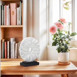 aboxoo Abstract Staute,Modern Decorative Home Decor,Office Desk Sculpture for Men,Creative Round Line Ornament for Bookshelf,Bedroom,Desktop,Dining Table(White)