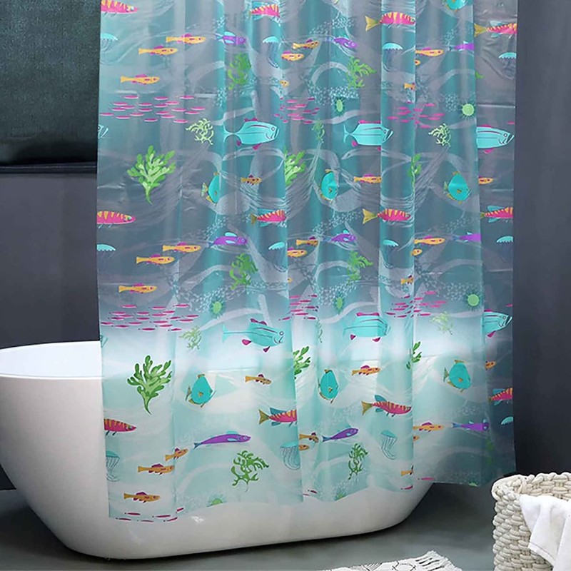 Underwater World Fish Shower Curtain, Ocean Tropical Fish Shower Curtains,