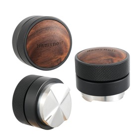 Bamynoir Espresso Gravity Distribution Tool 58.35mm,Automatic height adjustment, wooden structure,316 Stainless Steel suitable for 58.5mm portafilter.(Maple Leaf Black)