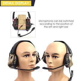 Military Headset, Retractable Gaming Hunting Headphones with Microphone, Without Noise Cancelling Function, for Military Radio Walkie Talkie