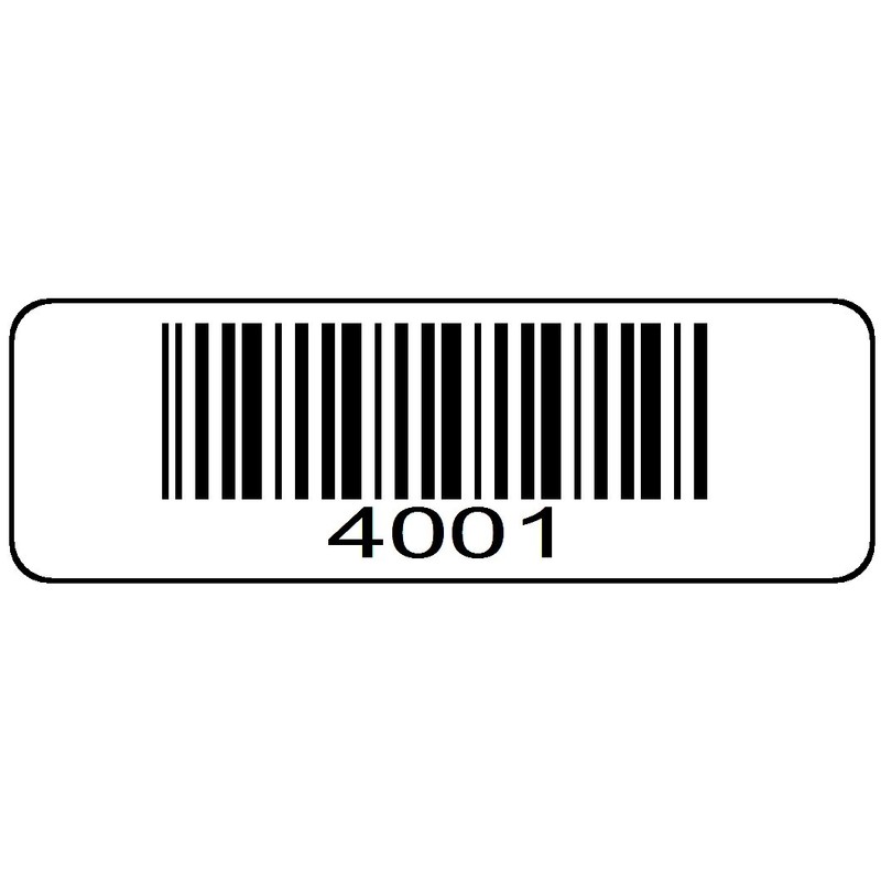 1000 Numbered Labels, Pre Printed Serial Barcodes 1-1/2" x 1/2"