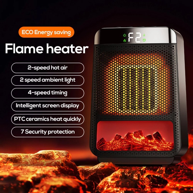 casedazzle Electric Fireplace Heater 1500W Heater W/ LED Flame Office