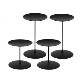 NiceAI Candle Holders for Pillar Candles Fireplace Candelabra Modern Iron Candlesticks Table Centerpiece Home Decoration Wedding Sturdy Set of 4 Black