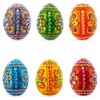 Set of 6 Pearlized Ukrainian Pysanky Wooden Easter Eggs 2.5
