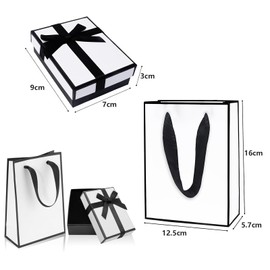 ZWWOGE 2 jewellery boxes + 2 gift bags, jewellery box, gift box, small gift box, storage box, jewellery box for ring, chain, bracelet, gift packaging, couple gifts (white)