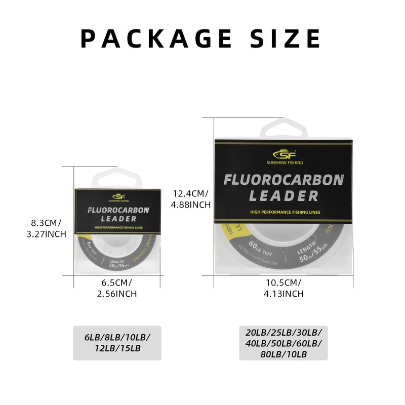 SF 100% Pure Fluorocarbon Leader Material Fishing Line Virtually Invisible