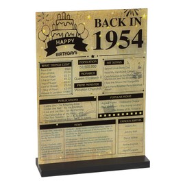 WALLFID Back to 1954 Birthday Decorations Table Sign UK,70th Birthday Party Decorations for Men Women,1954 Double Sided Poster with Stand,70th Party Table Supplies (1954(70th))