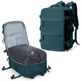 UPPACK Vacuum Travel Backpack for Women Men Large Carry on Backpack Flight Approved Personal item Travel Bag Essentials With Vacuum System,Wet and Dry Separation Bag Peacock Blue NO Pump