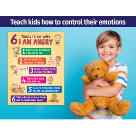 ZOCO - Behavior Management Poster for Home and School - Kids Anger Control Strategies - Calm Down, Coping Corner Classroom Poster for Preschool, Elementary - Laminated, 17" x 22" (1 Pack)