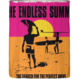 Shower Swag Endless Summer Fabric Shower Curtain with 12 White Hooks - 72" x 72"
