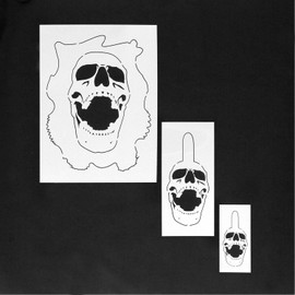 Custom Shop Airbrush Stencil Skull Design Set #8 (3 Different Scale Sizes) - 3 Laser Cut Reusable Templates - Auto, Motorcycle Graphic Art