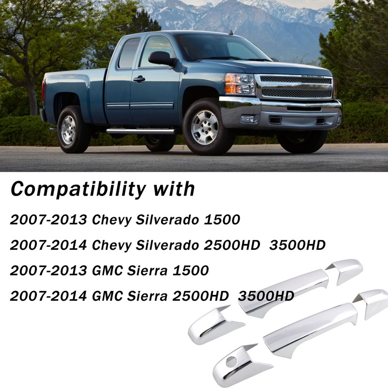 AUCERAMIC Chrome Door Handle Covers Trim Compatible with 2007-2014 Chevy