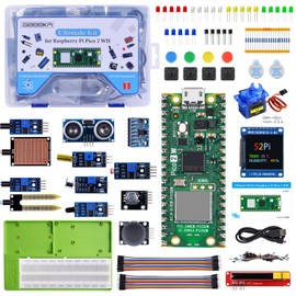 GeeekPi Ultimate Starter Kit for Pico 2W (Included), Dual Arm Cortex-M33 and Dual Hazard3 RISC-V Microcontrollers, with Detailed Tutorial, Multiple Items and Projects