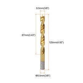 HARFINGTON 3pcs Brad Point Drill Bit 9.5mm(3/8") Dia Straight Round Shank Drill Metric Brad Point Spiral Twist Drill Bits for Carpenter Woodworking Plastic Rubber, Golden