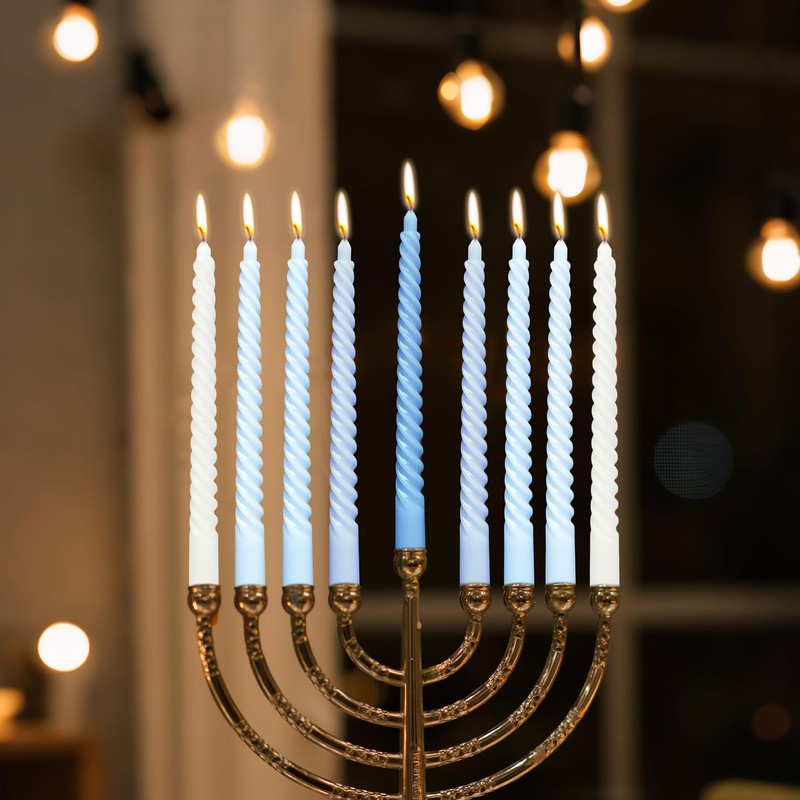10 Inch Gradient Blue Spiral Taper Candle Set, 10 Pack