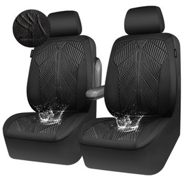 CAR PASS Waterproof Car seat covers Front Seats covers Neoprene Wetsuit, All-Weather Non-Slip Durable, Universal Fit for SUV Sedans Trucks Vans Automotive, Armrest Airbag Compatible, 3D Emboss 2 Black