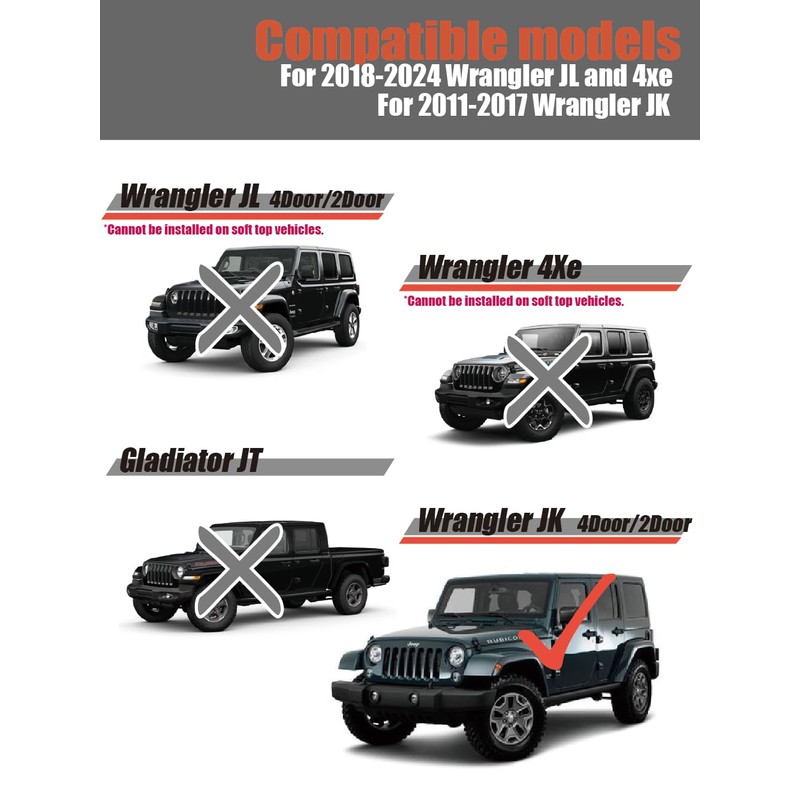 AZUTO Magnetic Keyhole Covers for Jeep Wrangler JK 2007-2017, Door