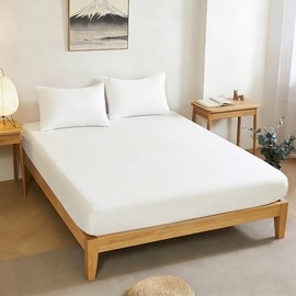 STVICTORY Fitted Sheet, Single, Absorbent and Quick Drying, Bed Cover, Mattress Cover, Suitable for Mattresses 2.0 - 11.0 inches (5 - 28 cm), Soft Touch, Peach Skin Treatment, Easy to Put on and Take