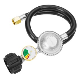 CALPOSE - Manguera de propano de 2 pies con regulador y calibre, regulador universal de parrilla de gas para Blackstone 28 pulgadas/36 pulgadas, parrilla Weber, hoyo de propano y más, 3/8 pulgadas