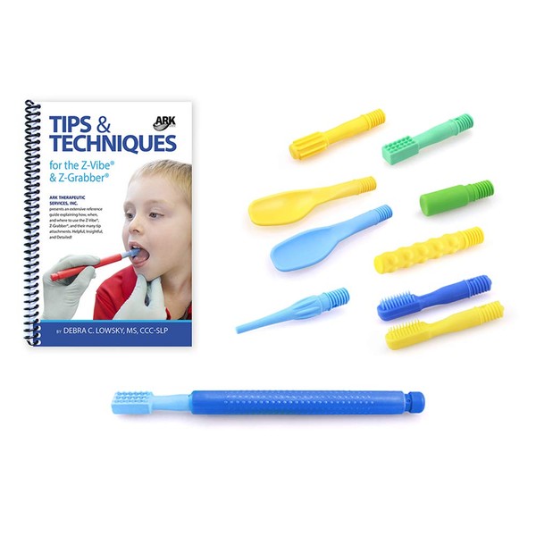 ARK's Z-Vibe Sensory Oral Motor Kit - Ultimate kit with Most Popular Tips, Exercise Book, and Storage case