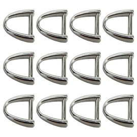 lasenersm 24 Pieces Metal D Rings Horseshoe Buckle Horseshoe Shaped D Ring D-Shaped Metal Hoop for DIY Leather Craft Purse Bag D Ring Replacement, Non-Removable Crossbar, 10mm Inner Width, Silver