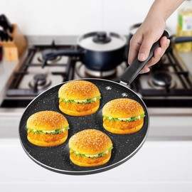 Fried Egg Pan, Household Aluminum Breakfast Omelet Pancake Frying Pan, 4 Cups Egg Burger Pan, Non-Stick Cooking Pan with Handle, Skillet Pan Egg Cooker