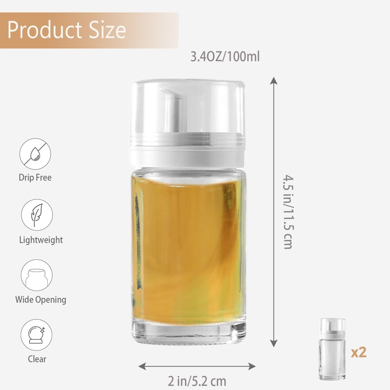 Kwude 2-Pack Leakproof Small Glass Oil and Vinegar Dispenser Bottles