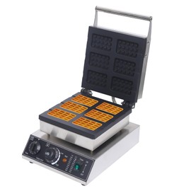 Commercial Waffle Maker Belgian Waffle Machine 6Pcs Rectangle Nonstick Electric Waffle Stick Maker Machine With Time & Temperature Control Nonstick Baker For Restaurant Coffee Shop (1500W)