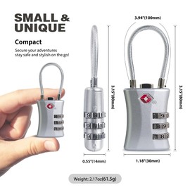 UP Security Suitcase Locks TSA Approved, Small Padlock Combination, TSA Locks for Luggage, Combo Travel Padlock with Code for Backpack, Gym Locker, Ammo Can, Gun Case, Bag Zipper, Box (Black+Silver)