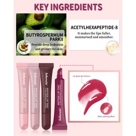 Tinted Lip Balm-1Pcs Pink Peptide Hydrating Lip Tint Moisturizer,Jelly Lip Treatment Balm,Non-Stick Lip Care Glow Reviver Lip Oil, Yummy Glowy Lip Gloss,Christmas Makeup Gift for Women-01
