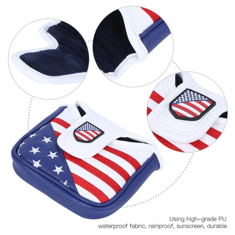 PU Waterproof Mallet Putter Cover, Golf Putter Head Cover with