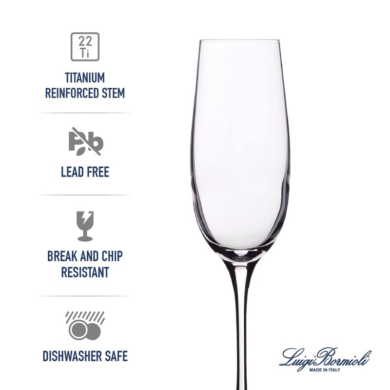Luigi Bormioli Crescendo Champagne Flute Glasses Set of 4-8.25 Oz