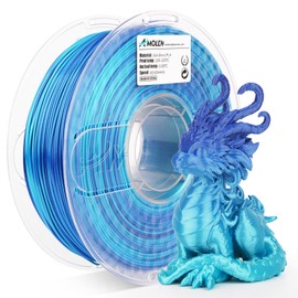 AMOLEN PLA 3D Printing Filament, Silk PLA Filament 1.75mm Silk Shiny Filament Azure Blue Filament, 3D Printing Filament 1KG/2.2lb